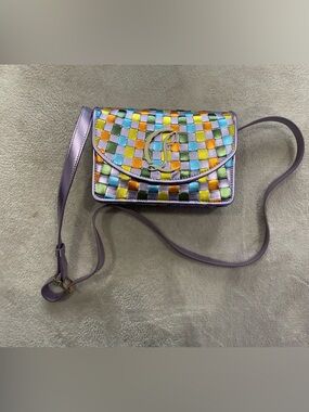 Christian Louboutin Iridescent Purple Woven Crossbody Bag